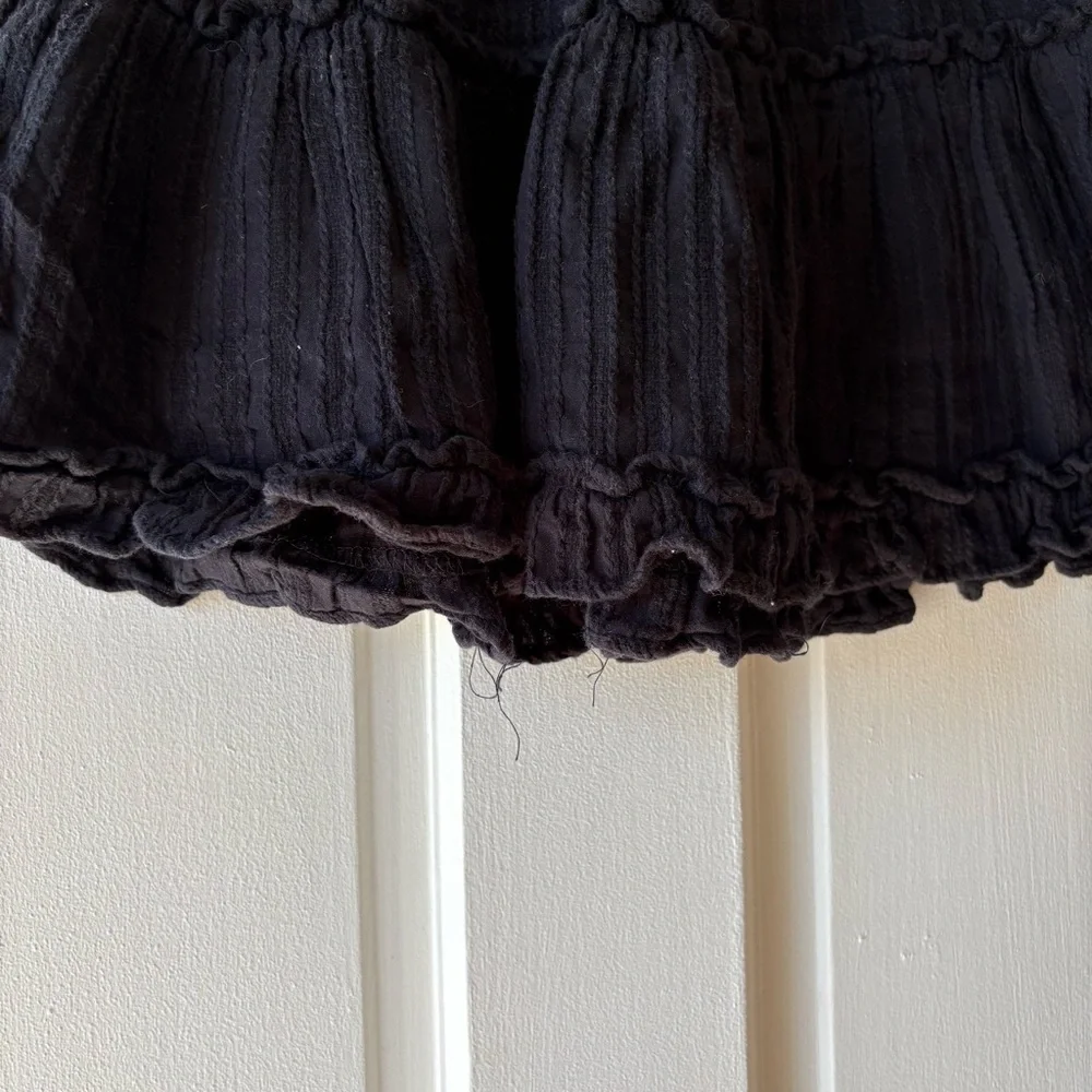 Princess Polly Black Tiered ruffle circle hem layered small 2 Mini Skirt. SB2